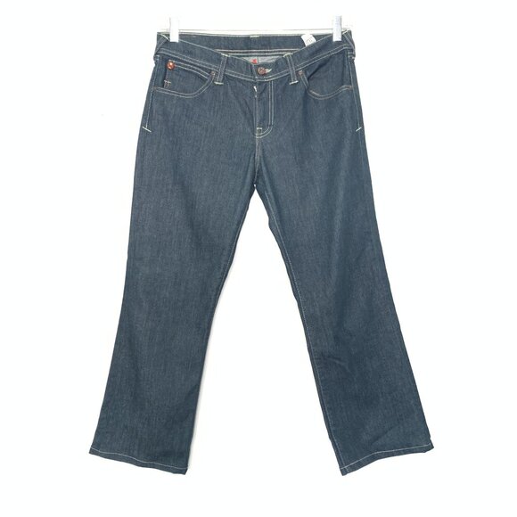 Evisu Premium Denim Jeans W28 L30 Straight Leg Dark Wash Blue Logo Pockets - Picture 3 of 5